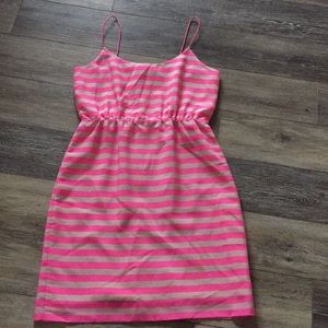 J. Crew pink and tan striped dress EUC